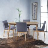 Mid Century Fabric & Wood Finish 5 Piece Dining Set - NH082992