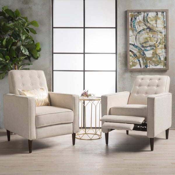 Mid Century Modern Fabric Recliner (Set of 2) NH179003 Noble House