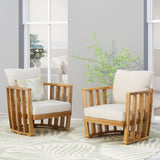 Outdoor Acacia Wood Club Chairs with Cushions (Set 2) - NH379313