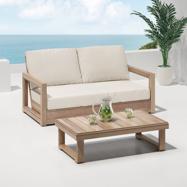 Outdoor Acacia Wood Loveseat Set with Coffee Table - NH139213