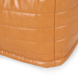 Contemporary Faux Leather Channel Stitch Pouf - NH797413
