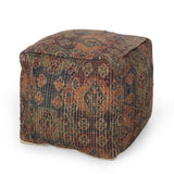 Traditional Handcrafted Chindi Cube Pouf - NH704413