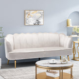 Modern Glam Velvet Channel Stitch 3 Seater Shell Sofa - NH378413