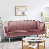 Modern Glam Velvet Channel Stitch 3 Seater Shell Sofa - NH378413