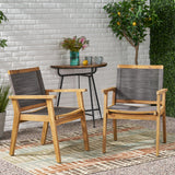 Outdoor Acacia Wood Dining Chair with Rope Seating (Set of 2) - NH096313