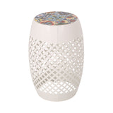 Outdoor Lace Cut Side Table with Tile Top - NH450313