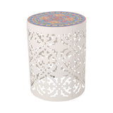 Lace Cut Side Table with Tile Top - NH360313