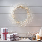 24" Pre-lit Warm White LED Artificial Christmas Wreath - NH866313