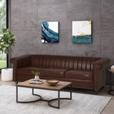 Contemporary Channel Stitch 3 Seater Sofa with Nailhead Trim - NH538413
