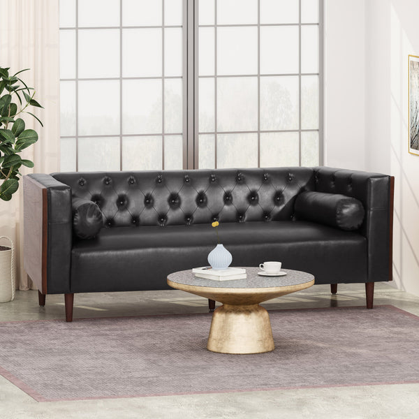 Contemporary Tufted Deep Seated Sofa with Accent Pillows - NH253313