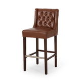 Contemporary Wingback Faux Leather Barstools (Set of 2) - NH362313