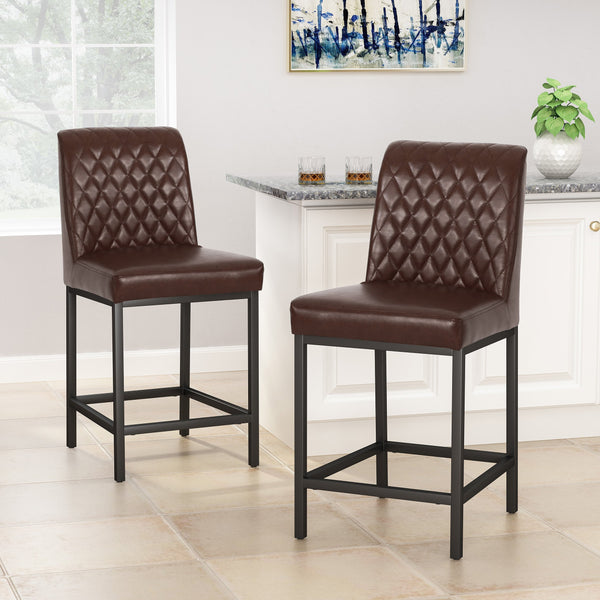 Contemporary Diamond Stitch Counter Stools, Set of 2 - NH724413