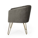 Modern Glam Velvet Club Chair with Hairpin Legs - NH394413