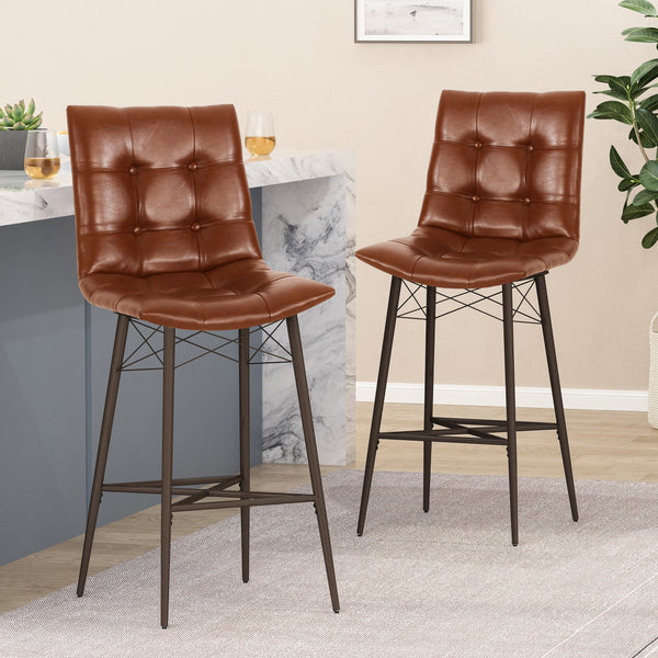 Contemporary Tufted Barstools, Set of 2 - NH854413