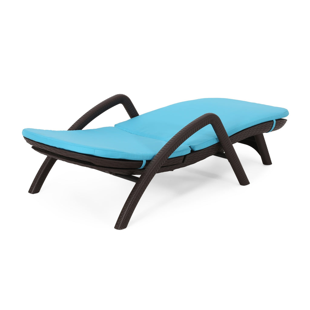 Outdoor Faux Wicker Chaise Lounges with Cushion (Set of 2) NH222313 Noble House Furniture