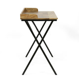 Modern Industrial Handcrafted Mango Wood Tray Top Desk, Natural and Black - NH264413