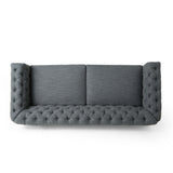 Tufted Fabric 3 Seater Sofa with Nailhead Trim - NH435413