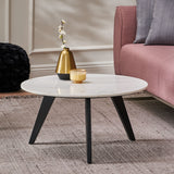 Modern Glam Handcrafted Marble Top Coffee Table - NH058413