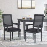 French Country Wood and Cane Upholstered Dining Chair - NH721513