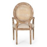French Country Wood and Cane Upholstered Dining Chair - NH651513