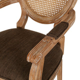 French Country Wood and Cane Upholstered Dining Chair - NH651513