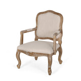 French Country Wood Upholstered Dining Armchair - NH581513