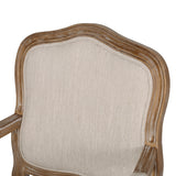 French Country Wood Upholstered Dining Armchair - NH581513