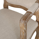 French Country Wood Upholstered Dining Armchair - NH581513