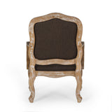 French Country Wood Upholstered Dining Armchair - NH581513