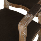 French Country Wood Upholstered Dining Armchair - NH581513