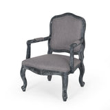 French Country Wood Upholstered Dining Armchair - NH581513