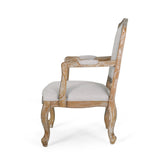 French Country Wood Upholstered Dining Armchair - NH581513