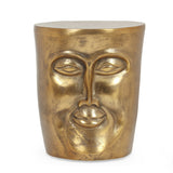 Handcrafted Boho Aluminum Face Side Table - NH545413