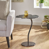 Modern Handcrafted Aluminum Frond Leaf Side Table, Raw Bronze - NH087413