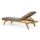 Outdoor Acacia Wood Chaise Lounge with Water Resistant Cushions, Set of 2 - NH148413