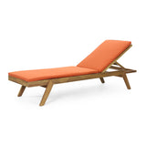 Outdoor Acacia Wood Chaise Lounge with Water Resistant Cushions, Set of 2 - NH148413