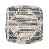 Handcrafted Boho Fabric Cube Pouf - NH638313