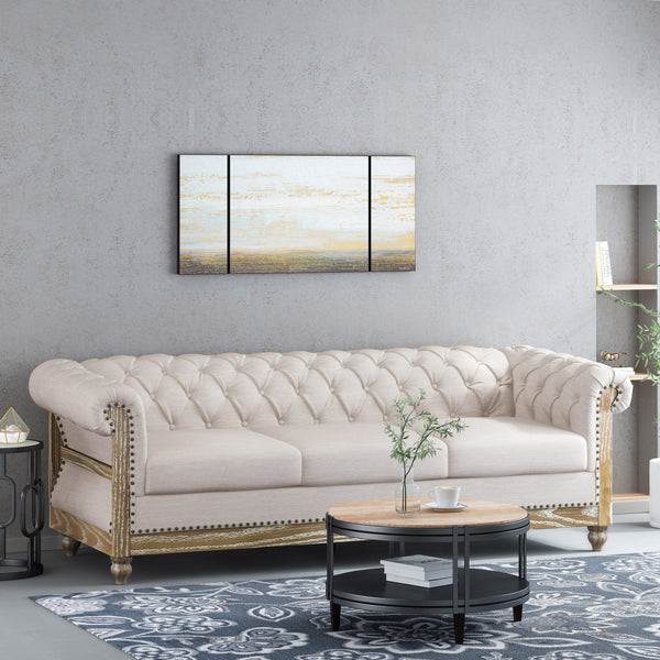 Chesterfield Tufted 3 Seater Sofa with Nailhead Trim - NH559413