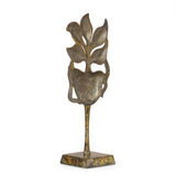 Handcrafted Aluminum Decorative Face Accessory with Stand, Brass - NH073413