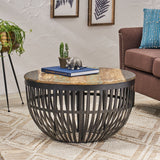 Modern Industrial Handcrafted Mango Wood Coffee Table, Natural and Black - NH237413