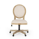 French Country Upholstered Swivel Office Chair - NH639413