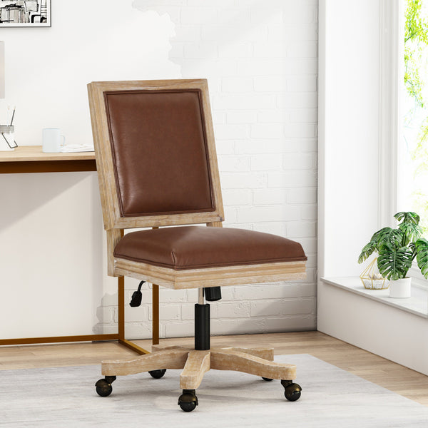 Rustic Upholstered Swivel Office Chair - NH862513