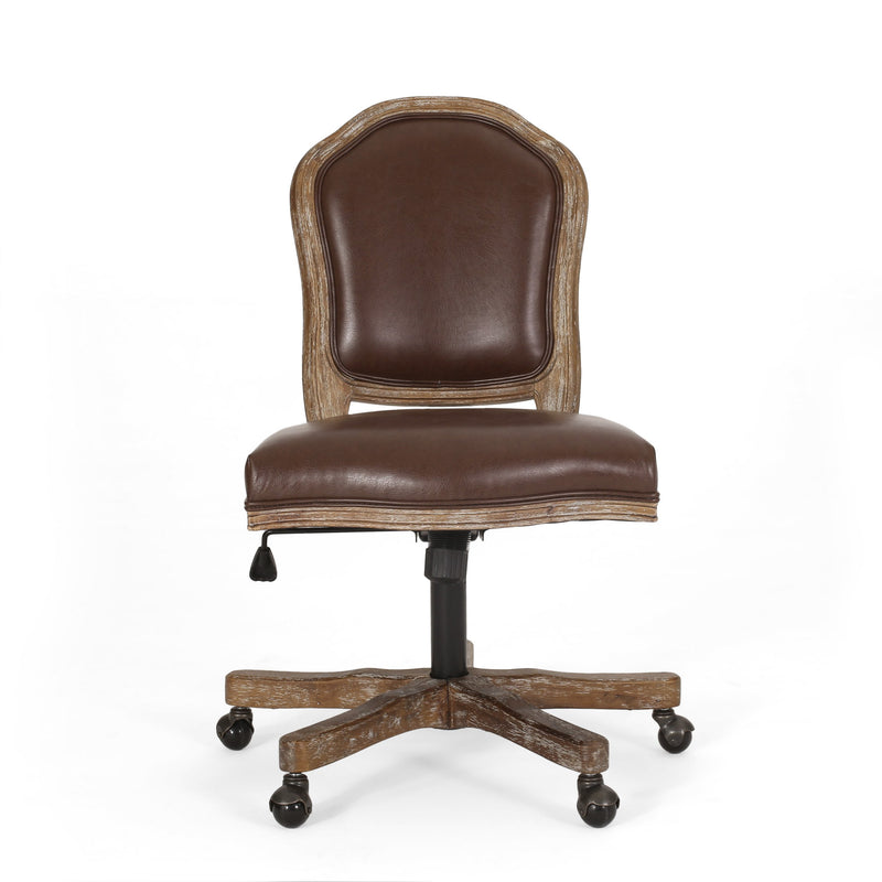 French Country Upholstered Swivel Office Chair - NH572513