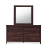 Contemporary 6 Drawer Vanity Dresser with Square Mirror - NH119413