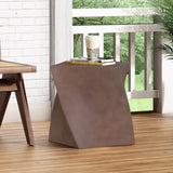 Pecor Outdoor Lightweight Concrete Side Table, Brown