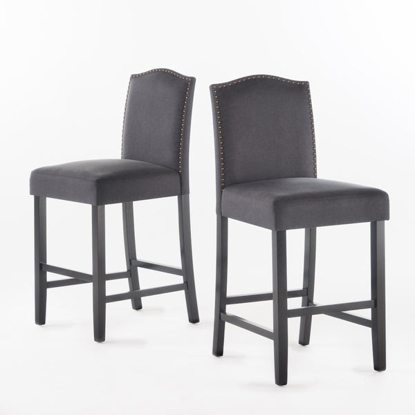 Dark Charoal Fabric Counter Stools, Set of 2 - NH238203