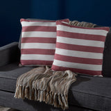 Modern Striped Fabric Throw Pillow with Striped Piped Edges - NH557203