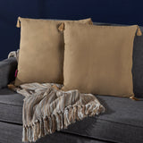 Traditional Square Fabric Throw Pillow with Tassel Accents - NH767203