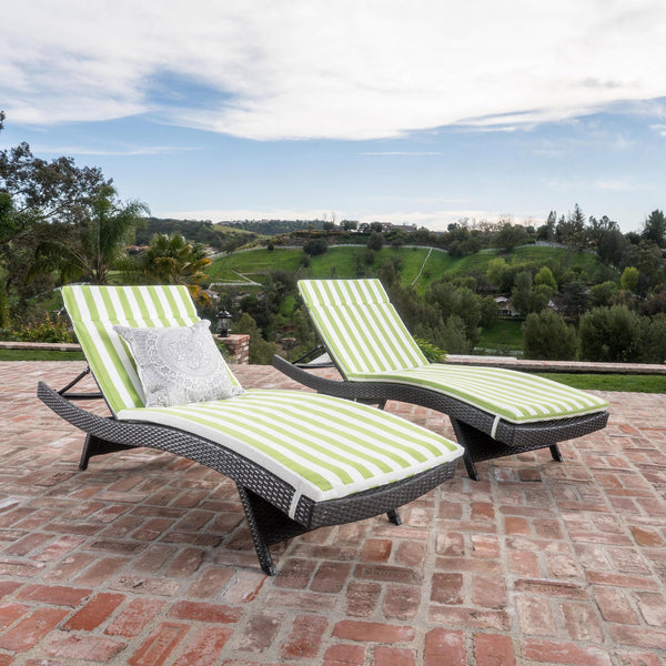 Outdoor Wicker Lounge with Water Resistant Cushion (Set of 2) - NH280003