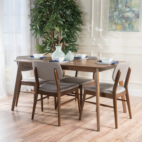 Mid-Century Design 5 PC Wood Finished Dining Set - NH810003